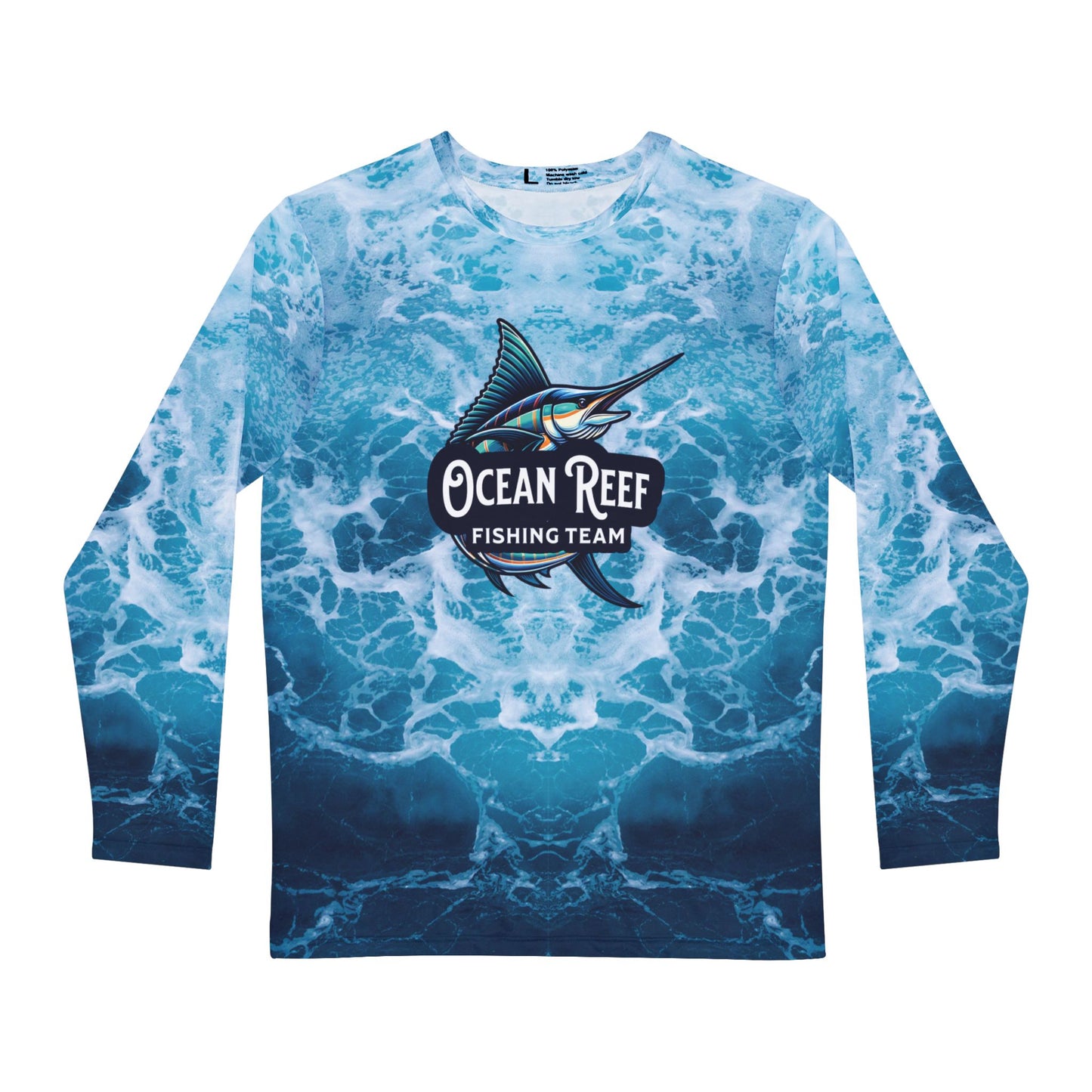 A Performance Shirt - Ocean Wave with Blue Marlin Design for Ocean Reef Fishing Team