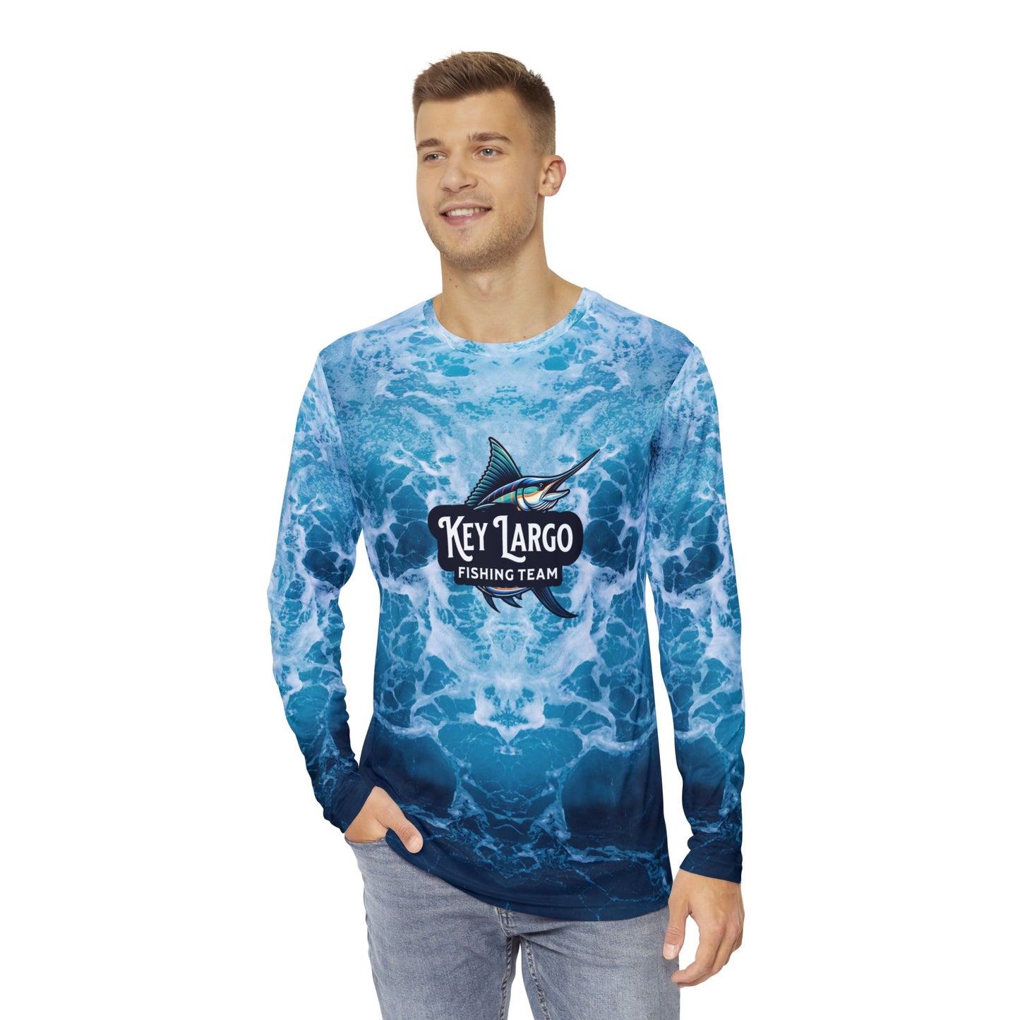 A Performance Shirt - Ocean Wave with Blue Marlin Design for Key Largo Fishing Team