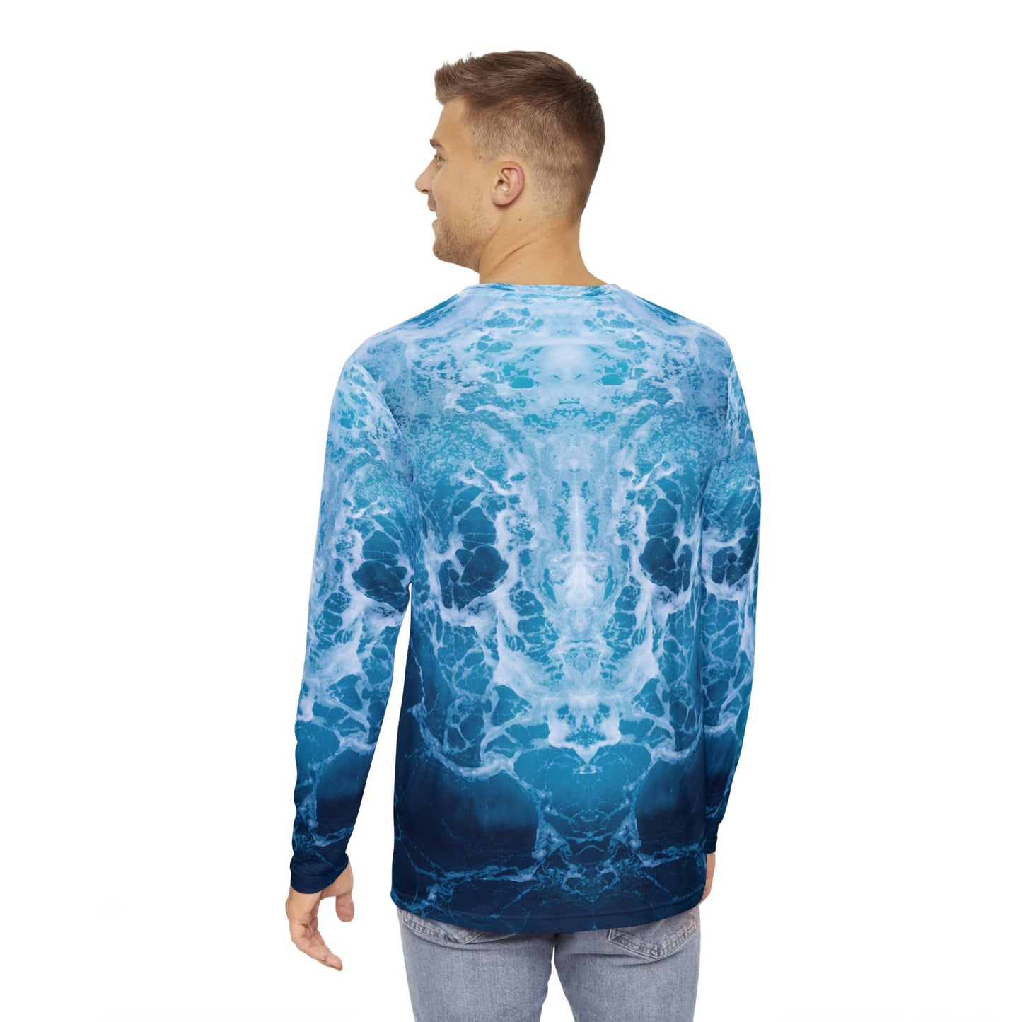 A Performance Shirt - Ocean Wave with Blue Marlin Design for Ocean Reef Fishing Team