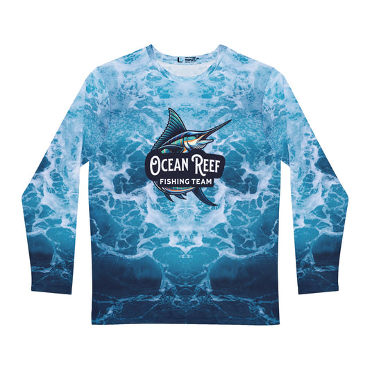 A Performance Shirt - Ocean Wave with Blue Marlin Design for Ocean Reef Fishing Team