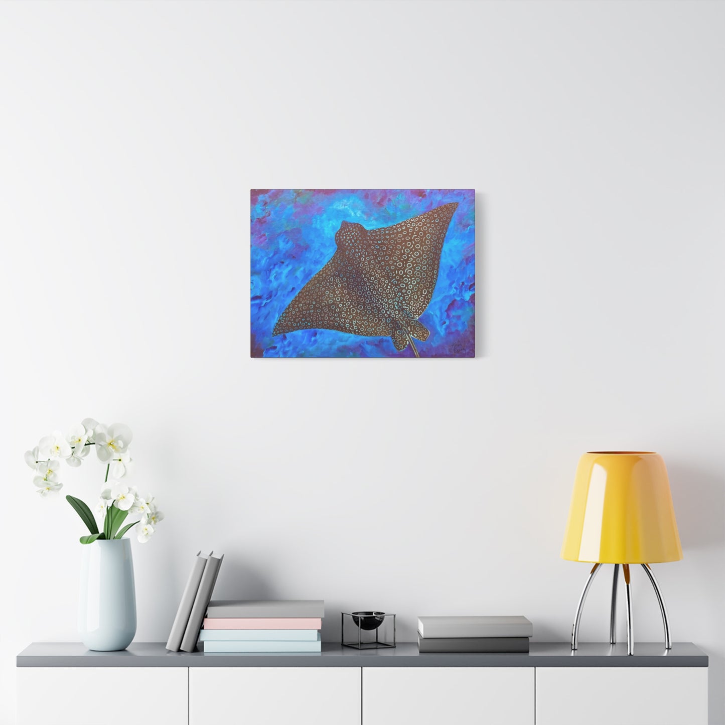 A Stretched Canvas Wall Art - Vibrant Stingray Design