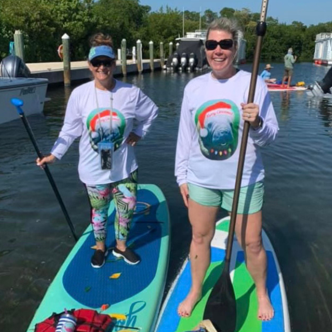Funny Christmas Manatee Long Sleeve T-Shirt — Holiday Manatee Tee