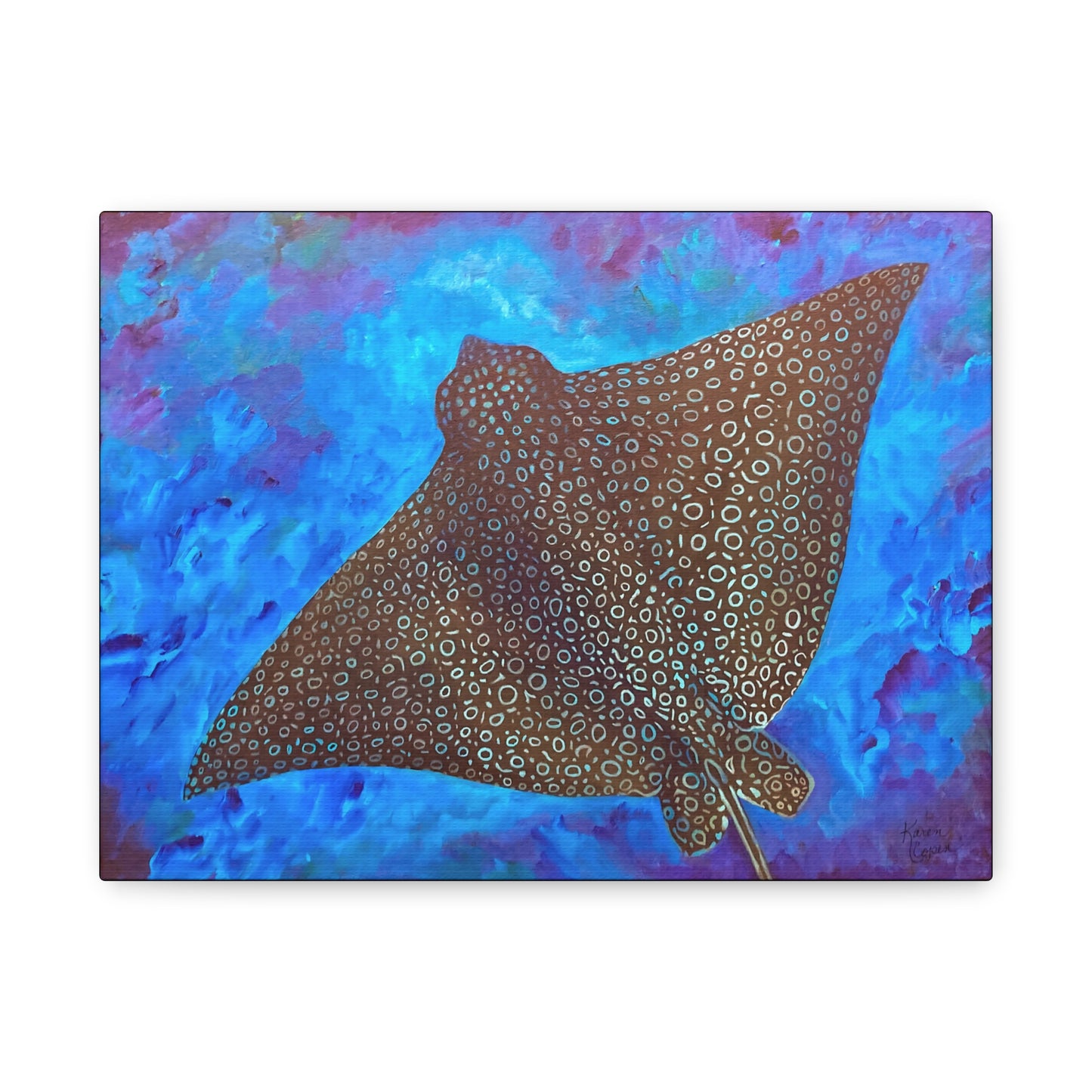 A Stretched Canvas Wall Art - Vibrant Stingray Design