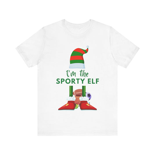 Sporty Elf Funny Holiday T-Shirt — "I'm the Sporty Elf" Christmas Tee